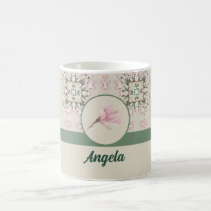Vintage Magnolie Blüten Ephemera Muster Kaffeetasse
