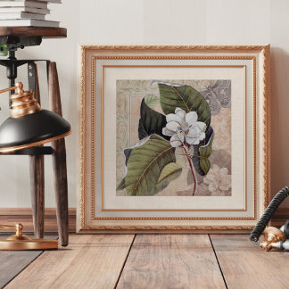 Vintage Magnolie Blüten Shabby Eleganz Poster