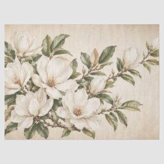 Vintage Magnolie Botanisches Decoupage-Papier Seidenpapier