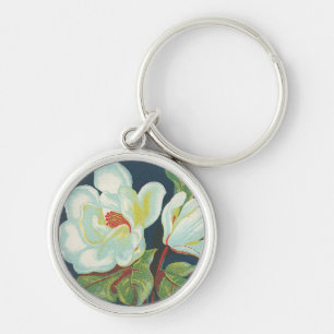 Vintage Magnolien-Blume Schlüsselanhänger