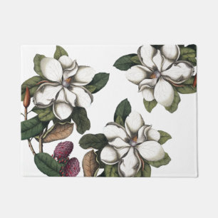 Vintage Magnolische Blume blüht Türmchen Fußmatte