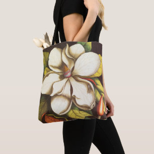 Vintage Magnolische Blume Pflanze mit Saatgut Tasche