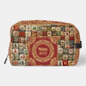 Vintage-Mahjong-Designs Waschbeutel (Rückseite)
