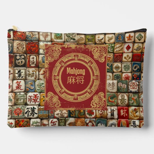 Vintage-Mahjong-Designs Zubehörtasche (Vorderseite)
