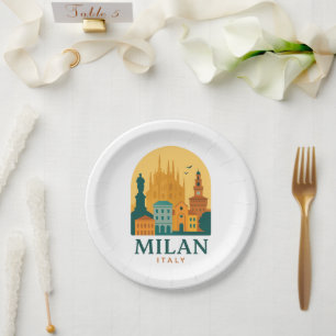 Vintage Mailand-Italien-Teller   Retro Duomo Pappteller