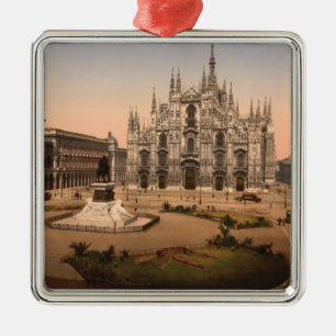 Vintage Mailänder Dom und Piazza, Italien Silbernes Ornament