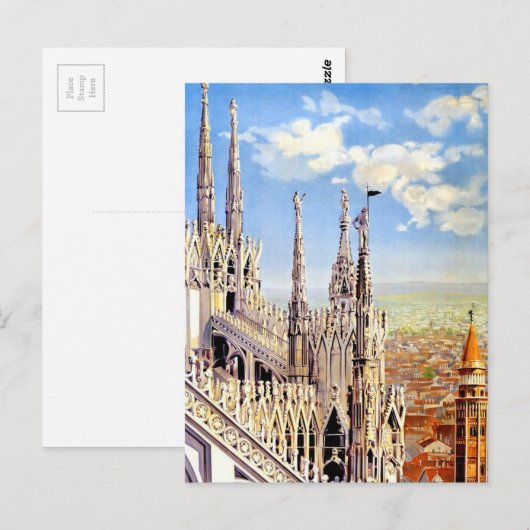 Vintage Mailänder Reise Postkarte (Vorne/Hinten)