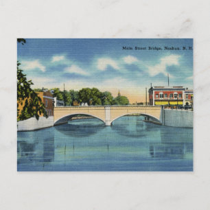 Vintage Main Street Bridge Nashua NH Postkarte