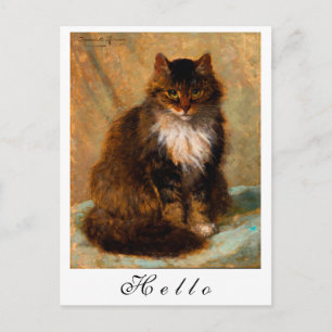 Vintage-Maine-Coon-Katze-Gemälde-Portrait-Postkart Postkarte