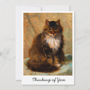 Vintage Maine Coon Katzenkunst In Gedanken bei Dir Karte