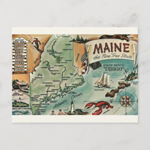 Vintage-Maine-Karte als Postkarte