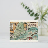 Vintage-Maine-Karte Postkarte (Stehend Vorderseite)