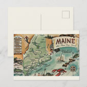Vintage-Maine-Karte Postkarte (Vorne/Hinten)