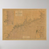 Vintage Maine Lighthouse Karte (1876) Poster (Vorne)