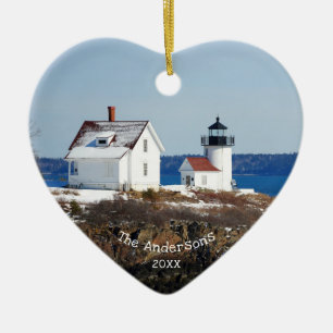 Vintage Maine Ozean Leuchtturm Keramik-Ornament Keramik Ornament