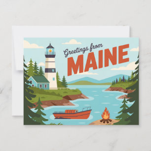Vintage Maine Postkarte Grüße aus Maine
