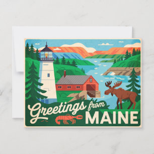 Vintage Maine-Postkarte   Grüße aus Maine Postkarte