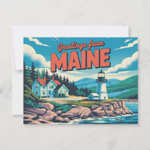 Vintage Maine-Postkarte   Grüße aus Maine Postkarte