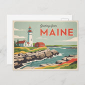 Vintage Maine-Postkarte | Grüße aus Maine Postkarte (Vorne/Hinten)