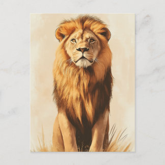 Vintage Majestätischer Löwe Wildtiere Postkarte