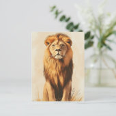 Vintage Majestätischer Löwe Wildtiere Postkarte (Stehend Vorderseite)