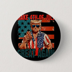 Vintage Make 4th Of July Great Again Lustig Trump Button