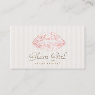 Vintage Makeup Artist Rosa Glitzer Livio Vacchini Visitenkarte