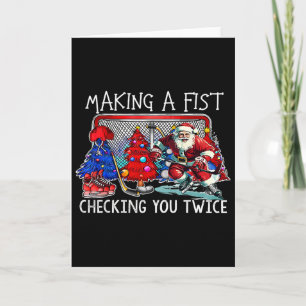 Vintage Making A Fist Checking You Twice Weihnacht Karte