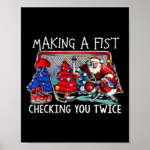 Vintage Making A Fist Checking You Twice Weihnacht Poster