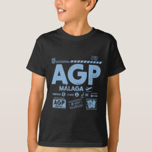 Vintage Malaga Agp Flughafen Code Reise Tag Retro T-Shirt