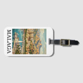 Vintage Malaga Spanien Reise Kunstwerk Gepäckanhänger (Vorderseite (Horizontal))