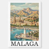 Vintage Malaga Spanien Reise Kunstwerk Magnet (Vorderseite)