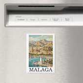 Vintage Malaga Spanien Reise Kunstwerk Magnet (In Situ (Geschirrspüler))