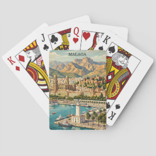 Vintage Malaga Spanien Reise Kunstwerk Spielkarten