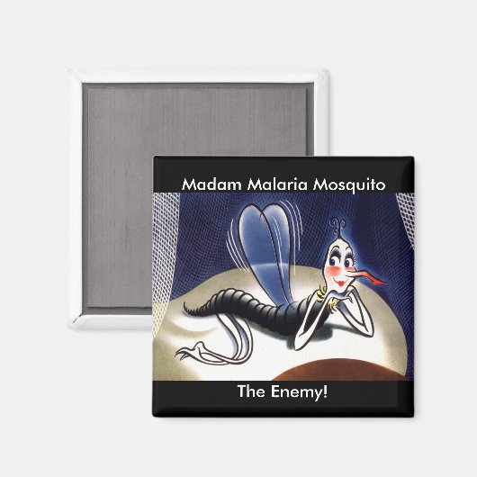Vintage Malaria-Mücke Magnet (Vorderseite/Rückseite)
