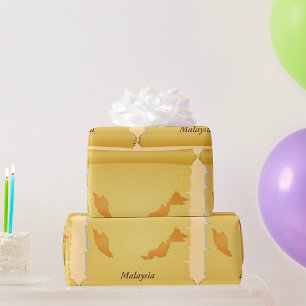 Vintage-Malaysia-Kartenrolle Old World Travel Geschenkpapier