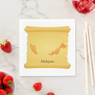 Vintage-Malaysia-Kartenrolle Old World Travel Serviette