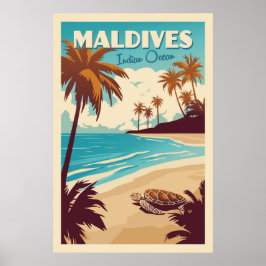 Vintage-Maldives-Meereschildkrötenposter Poster