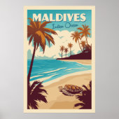 Vintage Maldives Sea Turtle Poster (Vorne)
