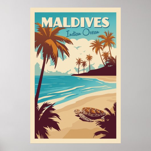Vintage Maldives Sea Turtle Poster (Vorne)