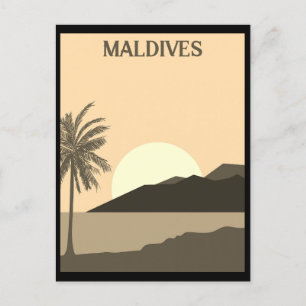 Vintage Malediven Tropischer Strand Ozean Reise Postkarte