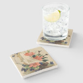 Vintage Malerei - Blume in einem Segelboot. Steinuntersetzer (Seitenansicht)