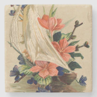 Vintage Malerei - Blume in einem Segelboot.
