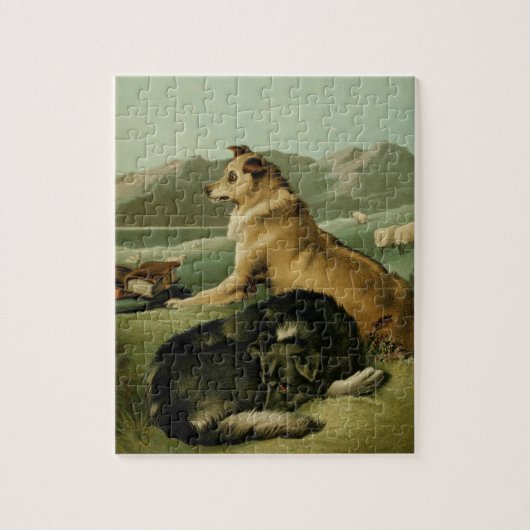 Vintage Malerei: Collie-Hunde Puzzle (Vertikal)