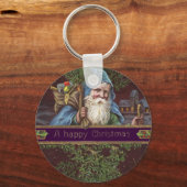 Vintage Malerei des Weihnachtsmanns Schlüsselanhänger (Vorderseite)