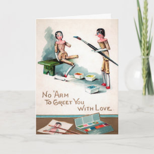 Vintage Malerei Holzpuppen - Urlaubskarte Feiertagskarte