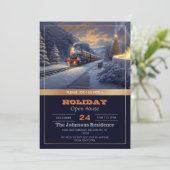 Vintage Malerei im Weihnachtszug Einladung (Stehend Vorderseite)