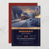 Vintage Malerei im Weihnachtszug Einladung (Vorne/Hinten)