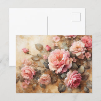 Vintage Malerei in Rosen, Rosen, Rosa, Rose Postkarte