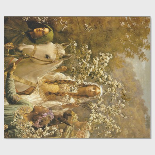 Vintage Malerei Königin Guineveres Maying Geschenkpapier (Flach)